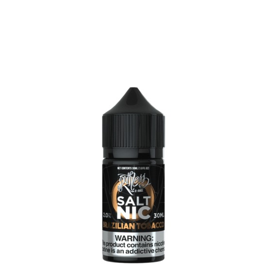 Ruthless Brazilian Tobacco Salt Likit 30ml, siyah şişe, nikotinli e-likit.