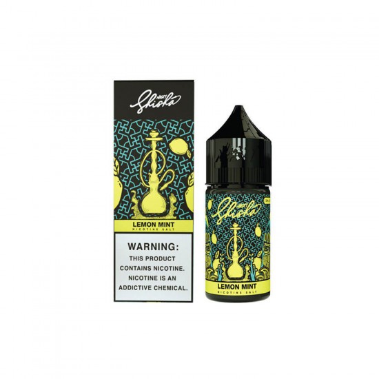Nasty Shisha Lemon Mint Salt Likit şişe ve kutusu, nargile temalı.
