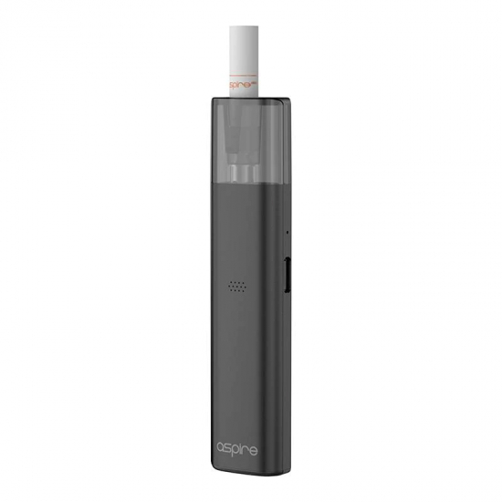 Aspire Vilter Pod Mod elektronik sigara, koyu gri renkli, ince ve şık tasarım.