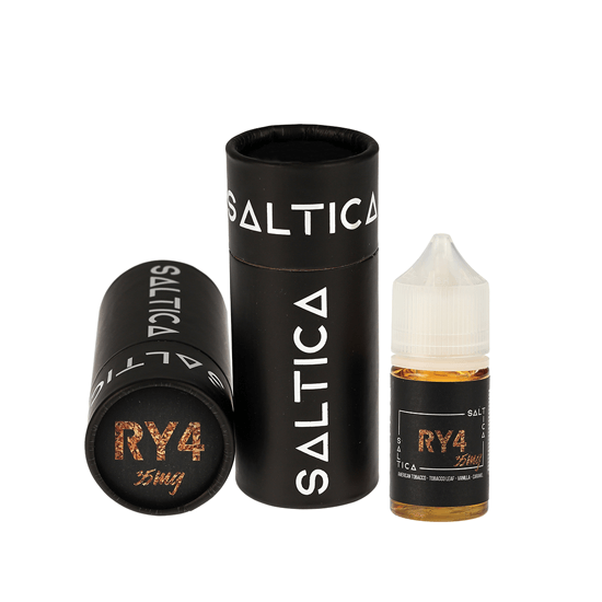 Saltica RY4 Salt Likit 35mg, siyah kutu ve şişe ambalajlı.