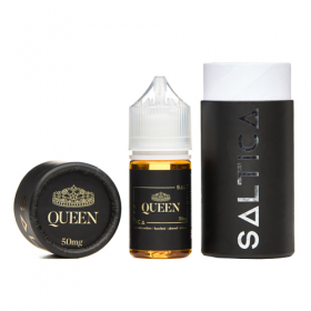 Saltica Queen Salt Likit 50mg, siyah ambalajlı premium likit şişesi.