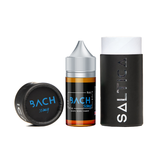 Saltica Bach 50mg Salt Likit Sour Apple Red Apple Strawberry ambalajlı.
