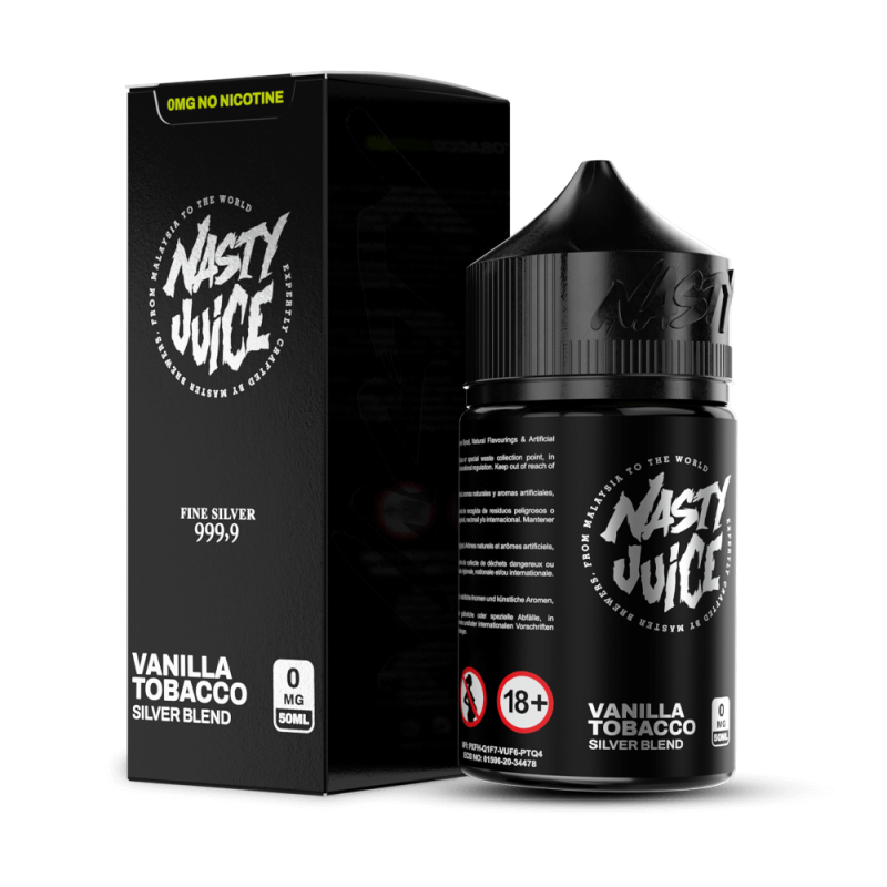 Nasty Juice Silver Blend Vanilya Tütün Likit 0mg Nikotin Siyah Şişe