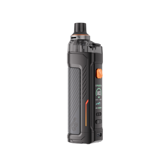 Vaporesso Armour GS Kit siyah, turuncu detaylı, dijital ekranlı elektronik sigara.