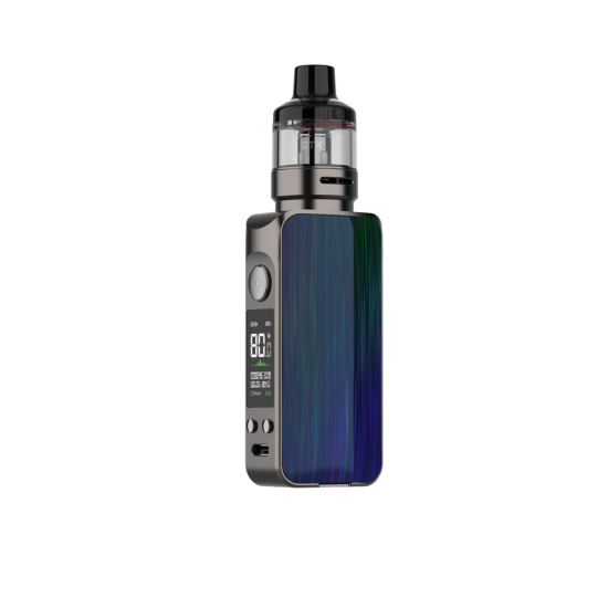 Vaporesso Luxe 80s Kit mavi-yeşil gradient gövde, dijital ekranlı elektronik sigara.