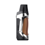Geekvape Aegis Boost LE Pod Mod gri, kahverengi deri detaylı, kompakt elektronik sigara.