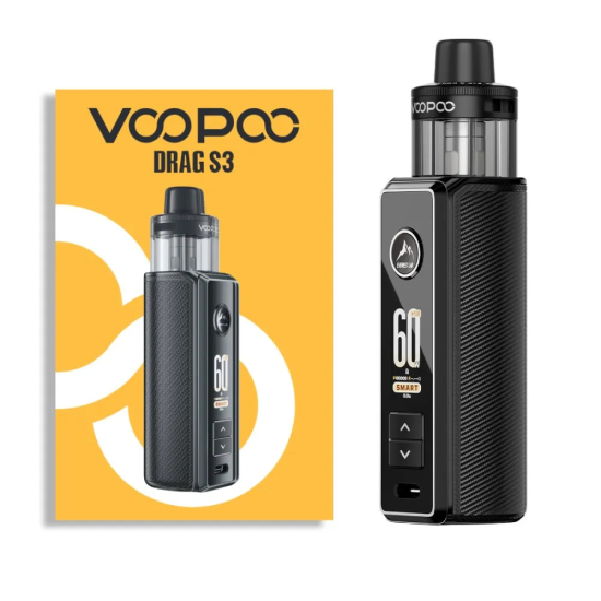 Voopoo Drag S3 Pod Mod Siyah, 60W, karbon fiber görünümlü elektronik sigara