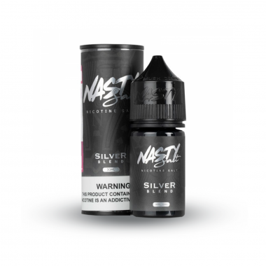 Nasty Salt Silver Blend 30ml nikotinli likit şişesi ve kutusu.